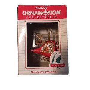 1989 Noma Ornamotion Spinning Santa in Helicopter Collectible Holiday Ornament